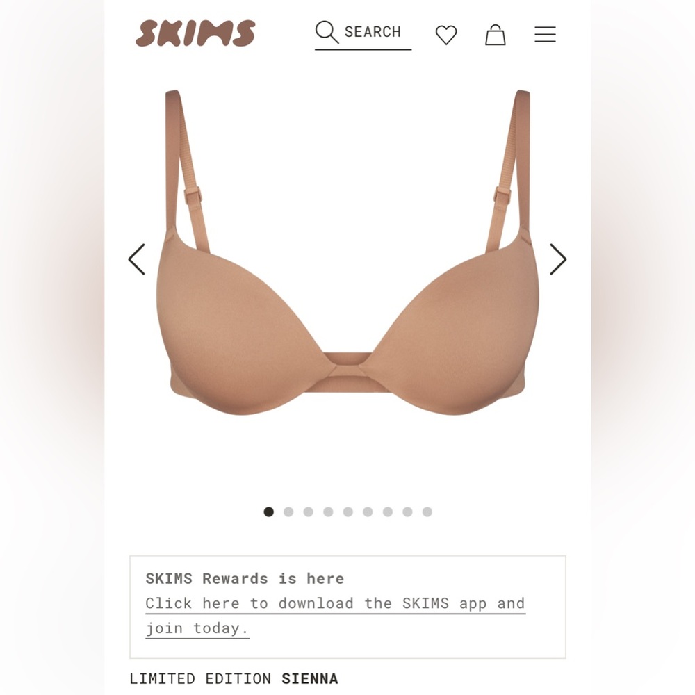 Skims push up bra in sienna. Never worn in 34DD.